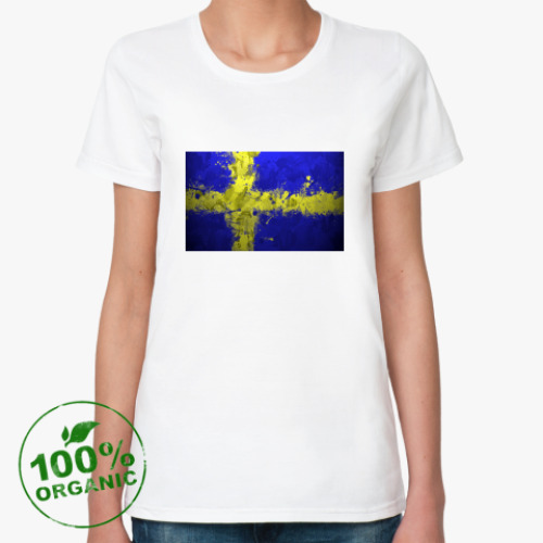 Женская футболка из органик-хлопка  'Шведский флаг'