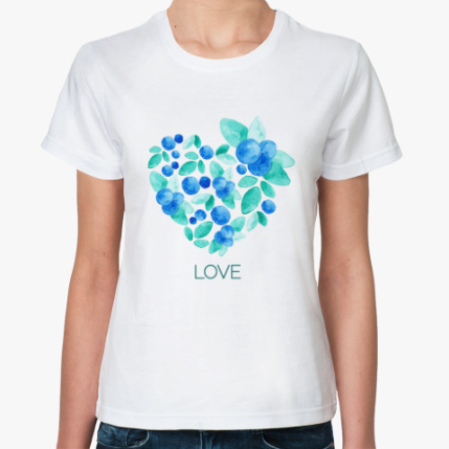 Классическая футболка Акварель сердце из листьев