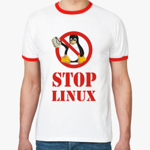 Футболка Ringer-T Stop Linux