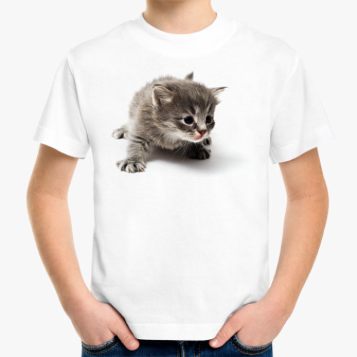Детская футболка Любопытный котенок