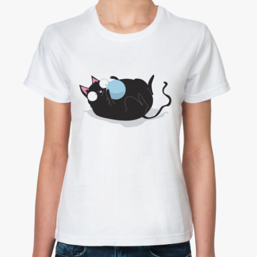 Классическая футболка   Кот и мячик