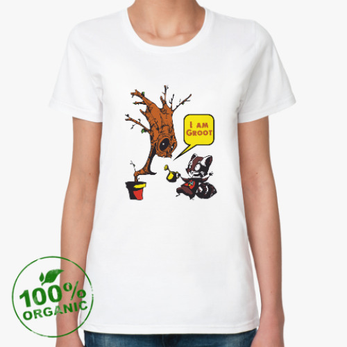 Женская футболка из органик-хлопка Groot and Rocket Raccoon
