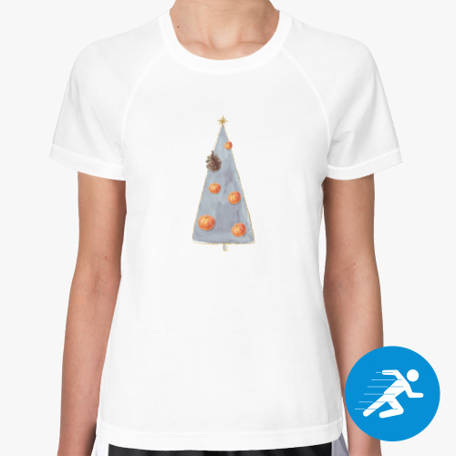 Женская спортивная футболка Стильная ёлка с мандаринами!