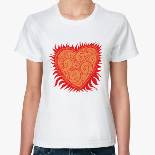 Классическая футболка Сердце Огонь