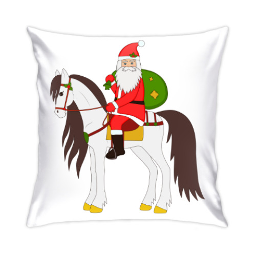 Подушка Дед Мороз на лошади