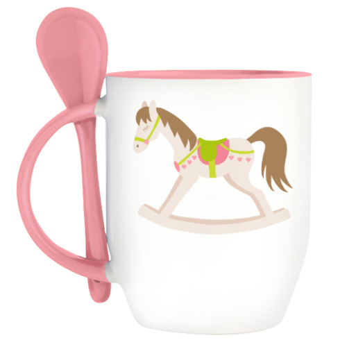 Кружка с ложкой Sweet rocking horse