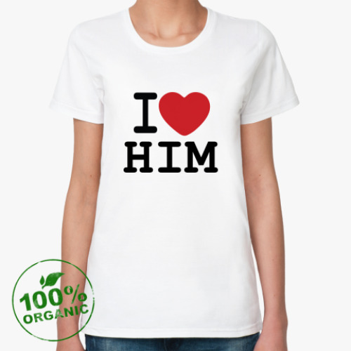 Женская футболка из органик-хлопка Романтичный принт I LOVE HIM