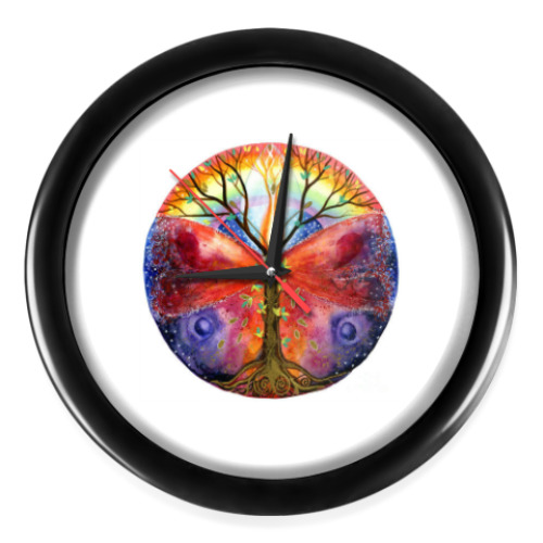 Настенные часы Дерево-стрекоза