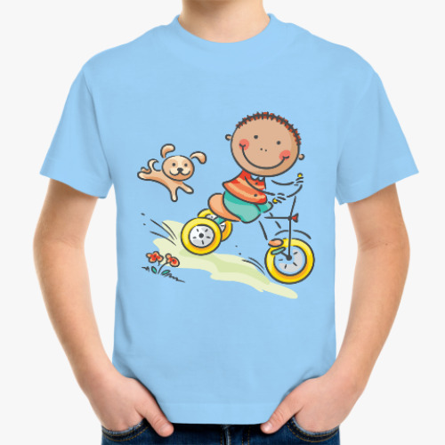 Детская футболка Мальчик на велосипеде