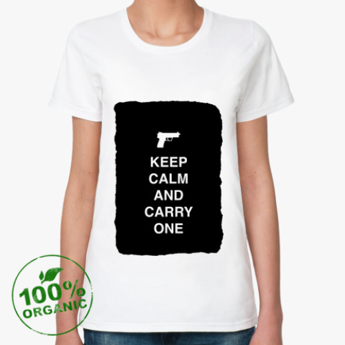 Женская футболка из органик-хлопка Keep calm and carry one