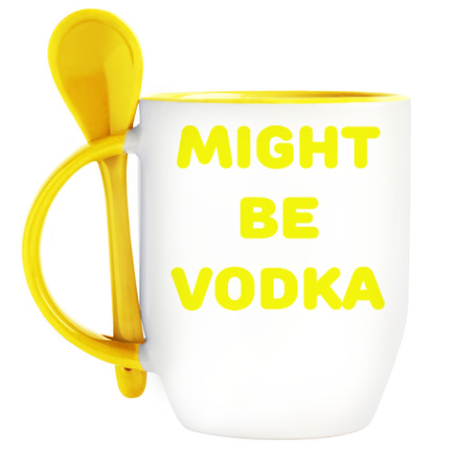 Кружка с ложкой Might be vodka