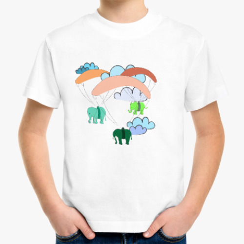 Детская футболка Fly elephants-paragliders