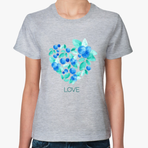 Женская футболка Акварель сердце из листьев