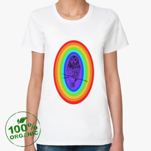 Женская футболка из органик-хлопка Радужная сова