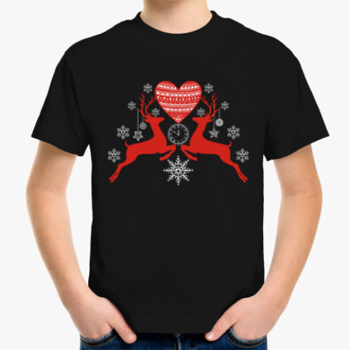 Детская футболка Олени Любовь Новый год