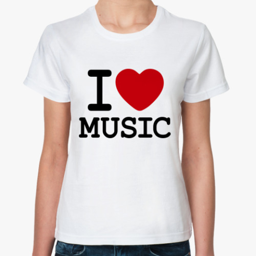 Классическая футболка I Love Music