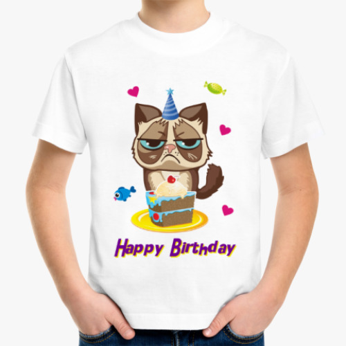 Детская футболка Угрюмый кот Тард - Grumpy Cat