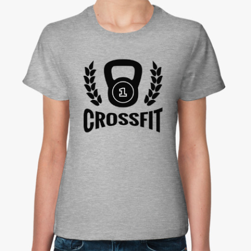 Женская футболка Кроссфит логотип с гирей