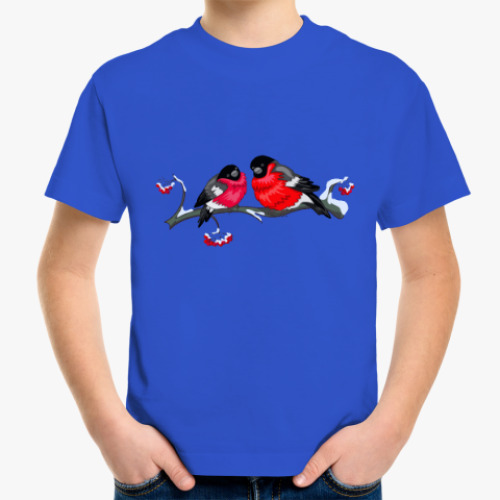 Детская футболка Снегири на рябине