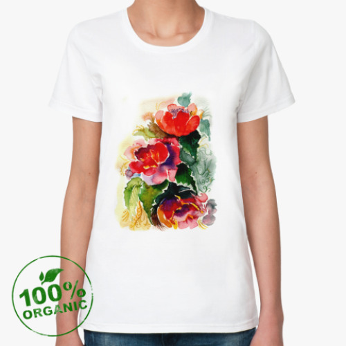 Женская футболка из органик-хлопка Роскошные пионы