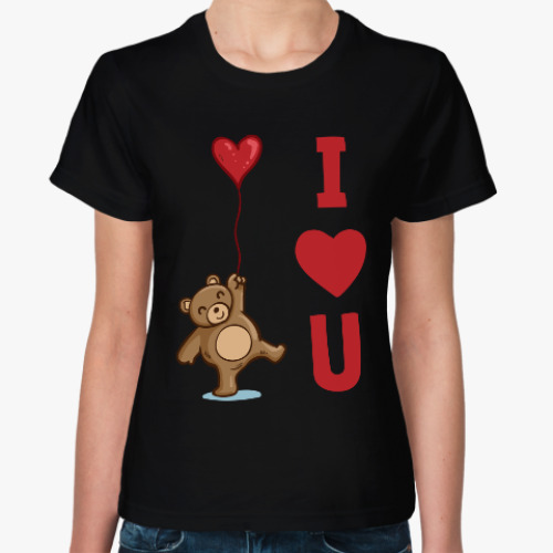 Женская футболка Мишка - I love you