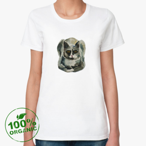 Женская футболка из органик-хлопка Спокойная кошка
