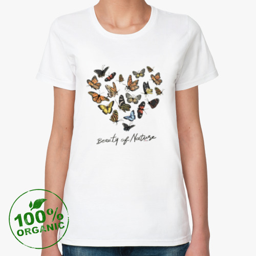 Женская футболка из органик-хлопка Бабочки в сердце