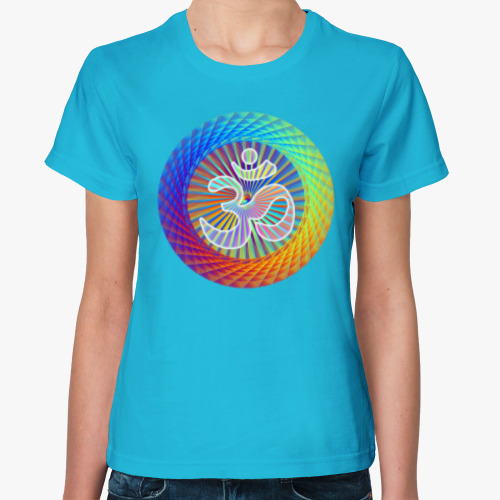Женская футболка Ом - разноцветный символ