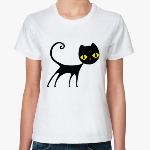 Классическая футболка   Черный кот