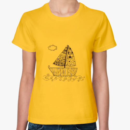 Женская футболка Кораблик счастья на волнах