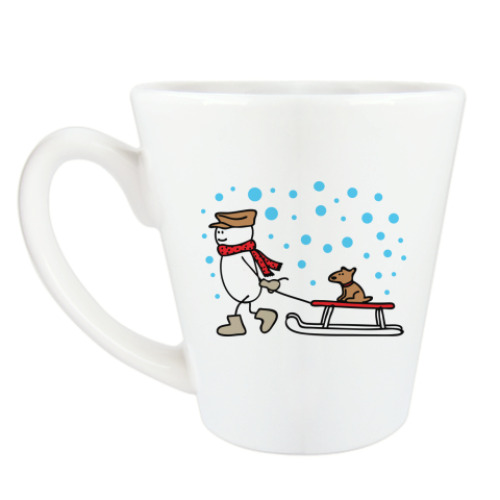 Чашка Латте Снеговик и Собака в Новый год