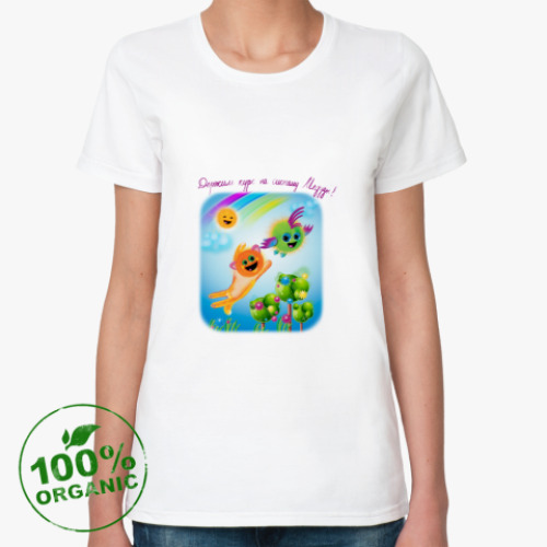Женская футболка из органик-хлопка Кот в полёт!