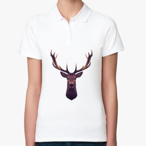Женская рубашка поло (печать) Deer