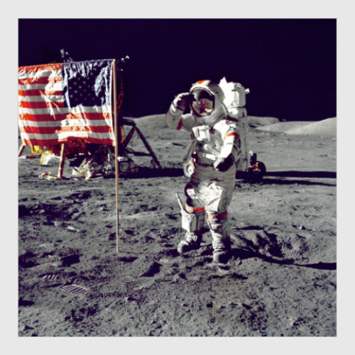 Постер Астронавт на Луне с флагом США