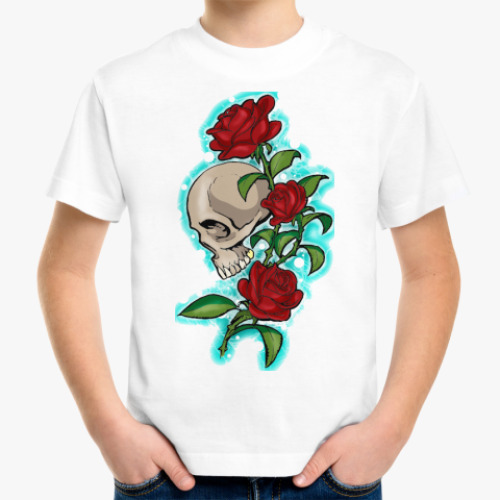 Детская футболка череп и розы