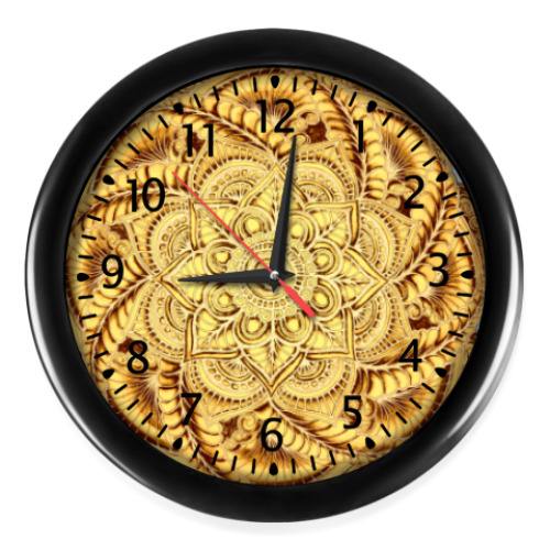 Настенные часы Золотой цветок - мандала