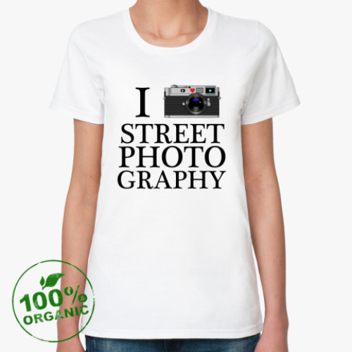 Женская футболка из органик-хлопка I love street photo