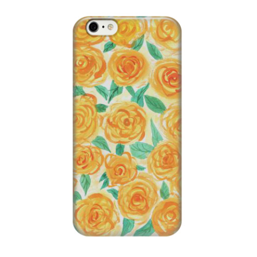 Чехол для iPhone 6/6s цветочный принт  'Желтые розы'