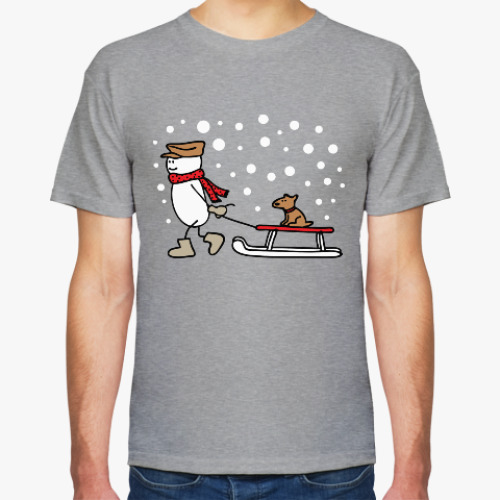 Футболка Снеговик и Собака в Новый год