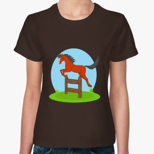 Женская футболка Прыгающий конь