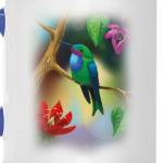 Птица колибри на ветке с цветами