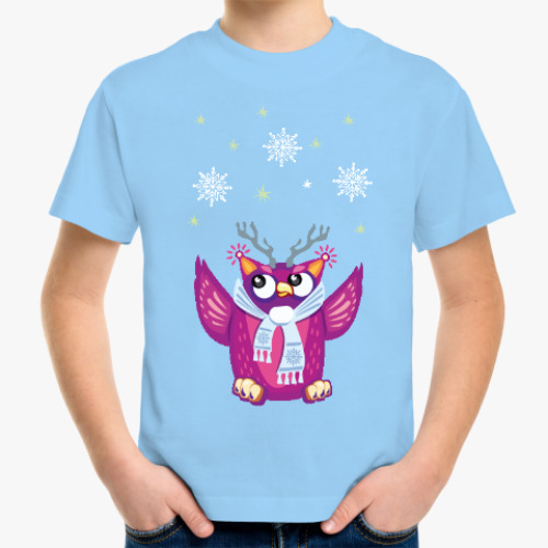 Детская футболка Сова и снежинки
