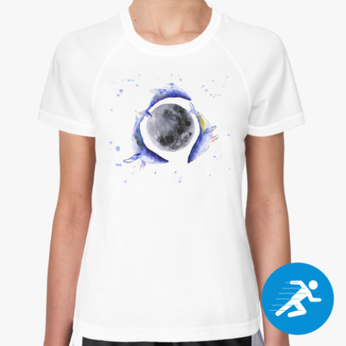 Женская спортивная футболка Лунные киты