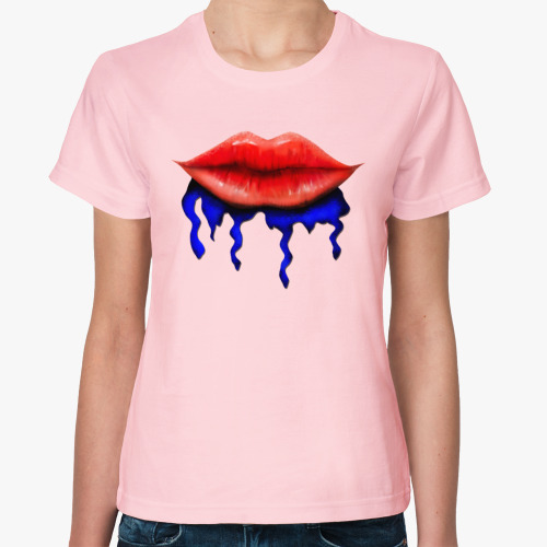 Женская футболка Акварельные растекающиеся губы