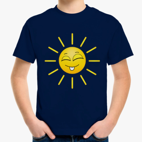 Детская футболка Смеющееся мультяшное солнце