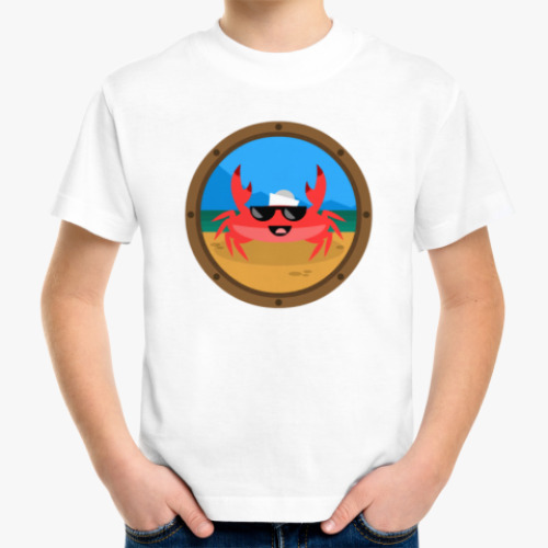 Детская футболка Капитан Краб в иллюминаторе