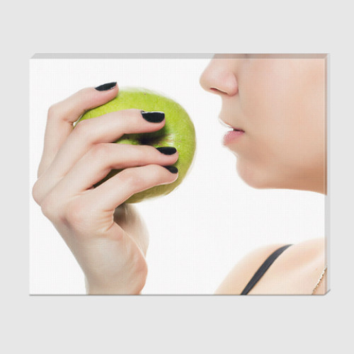 Холст девушка с яблоком