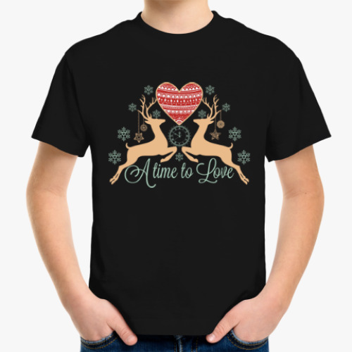 Детская футболка Олени Любовь Новый год