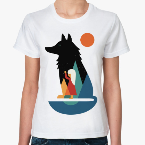 Классическая футболка Волк и девочка