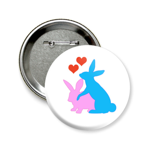 Значок 58мм КРОЛИКИ - SPRING RABBIT